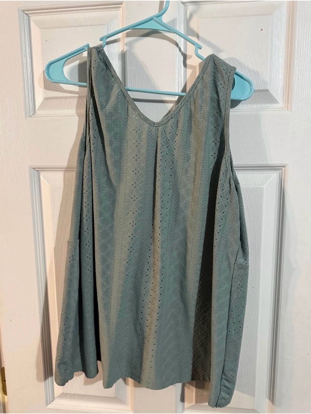 Source Unknown Sage Green Eyelet Tank Top